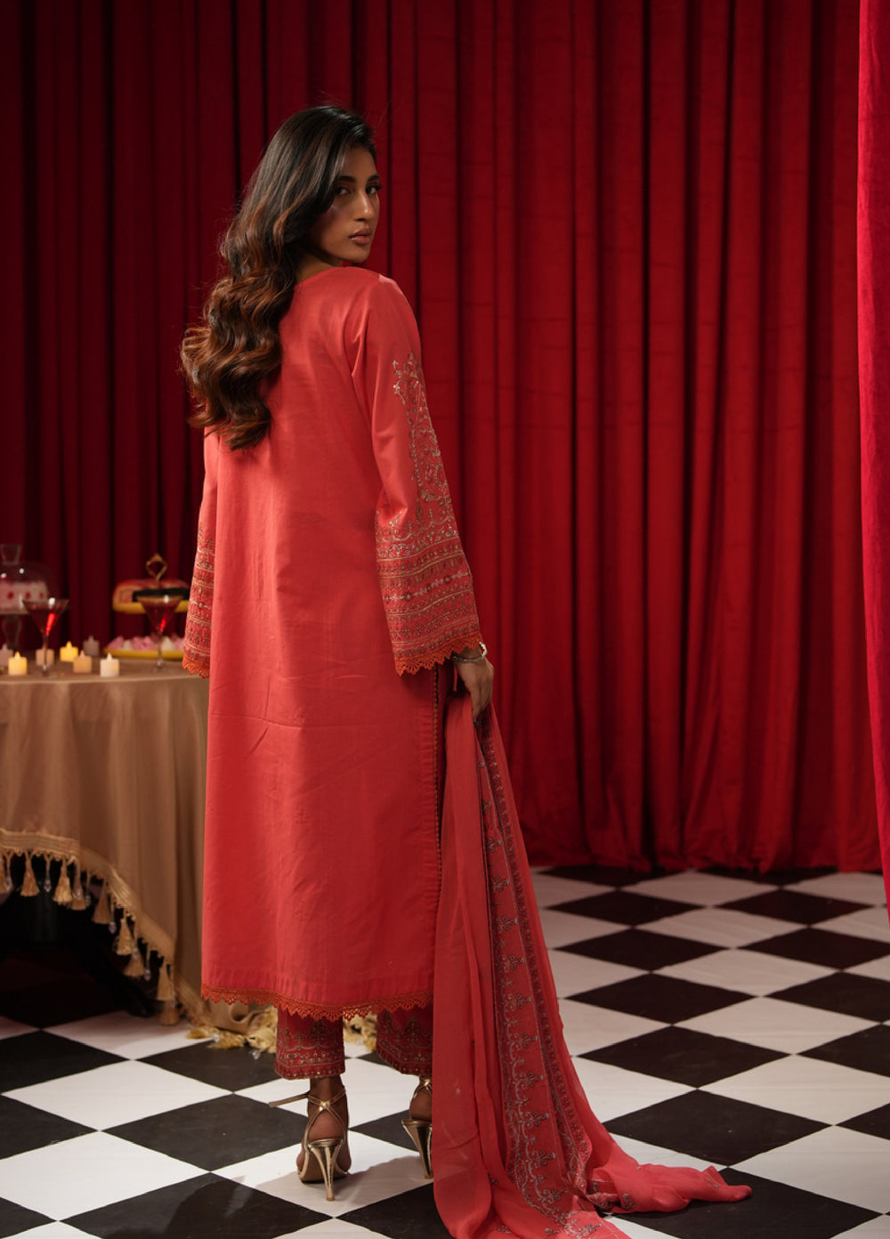 Freesia by Zouj Unstitched Embroidered Cotton 3 Piece Suit ZJ26UFC BURNT SAFFRON ZCS-00015 - Festive Collection