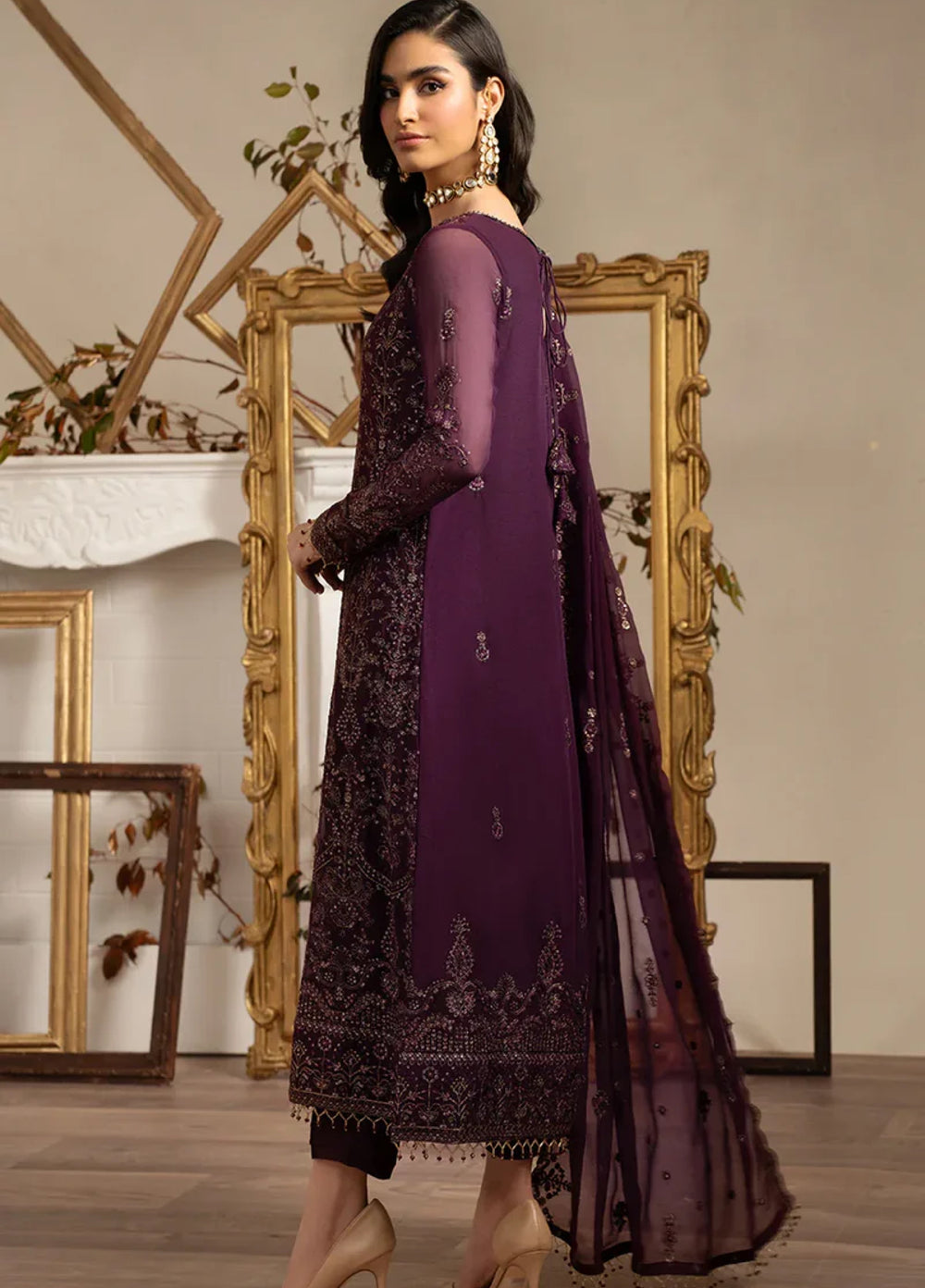 Zarif Women Unstitched Embroidered Chiffon 3 Piece Suit ZR26UFC ZRN 04 NEEMAL - Festive Collection