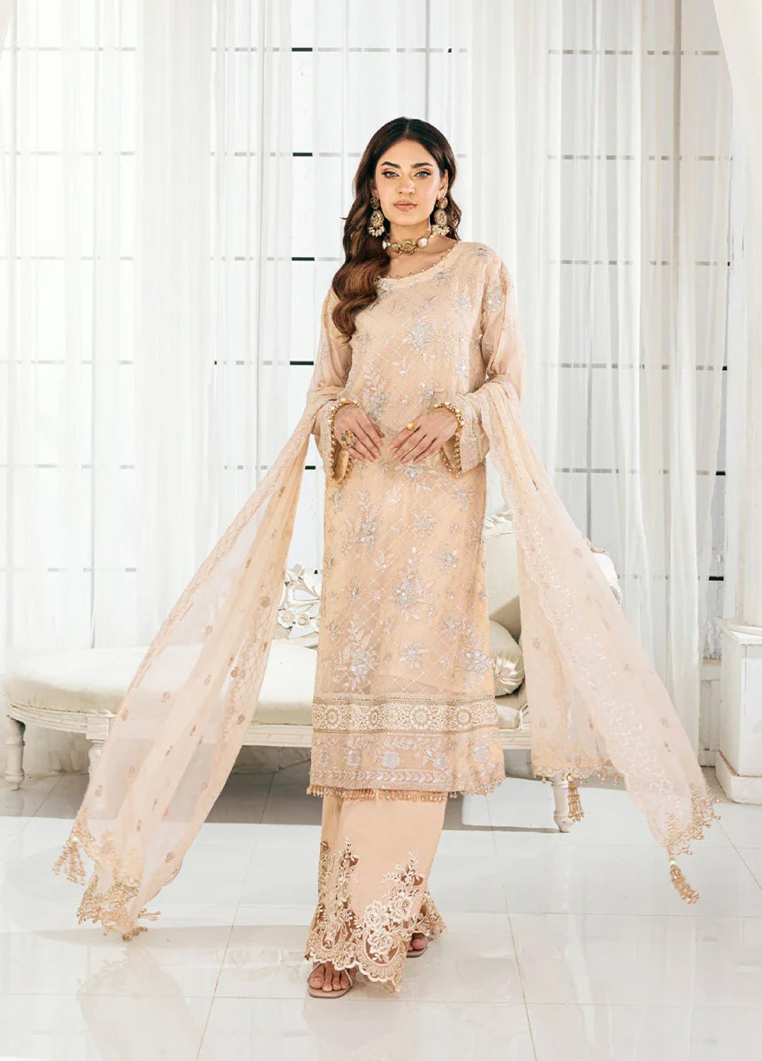 Signature by Salitex Embroidered Chiffon Suits Unstitched 3 Piece SUNS7CH039UT - Summer Collection