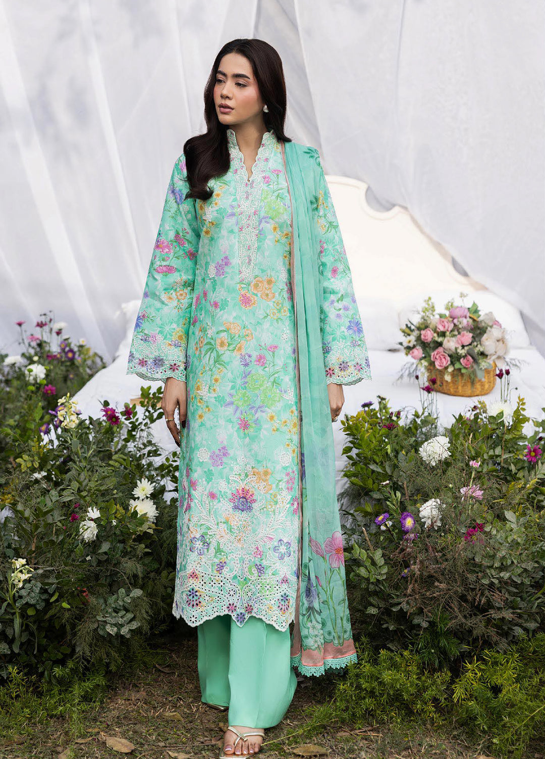 Summer Printkari Exclusive by RajBari Unstitched Embroidered Lawn 3 Piece Suit RB26USP D-08 - Casual Collection