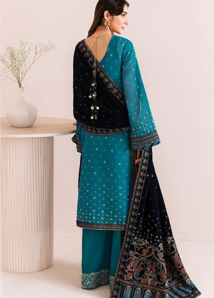 Makhmal by Alizeh Fashion Unstitched Luxury Velvet Embroidered 3 Piece Suits AFB25MV AF-VLT-2225-NELOFER - Festive Collection