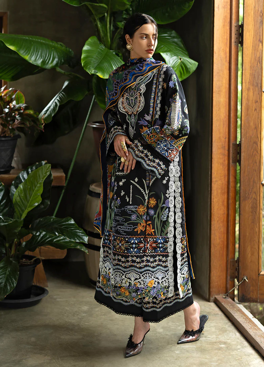 Mon Tresor by Esmel Unstitched Embroidered Luxury Lawn 3 Piece Suit EML26UMT D11-Sia - Summer Collection