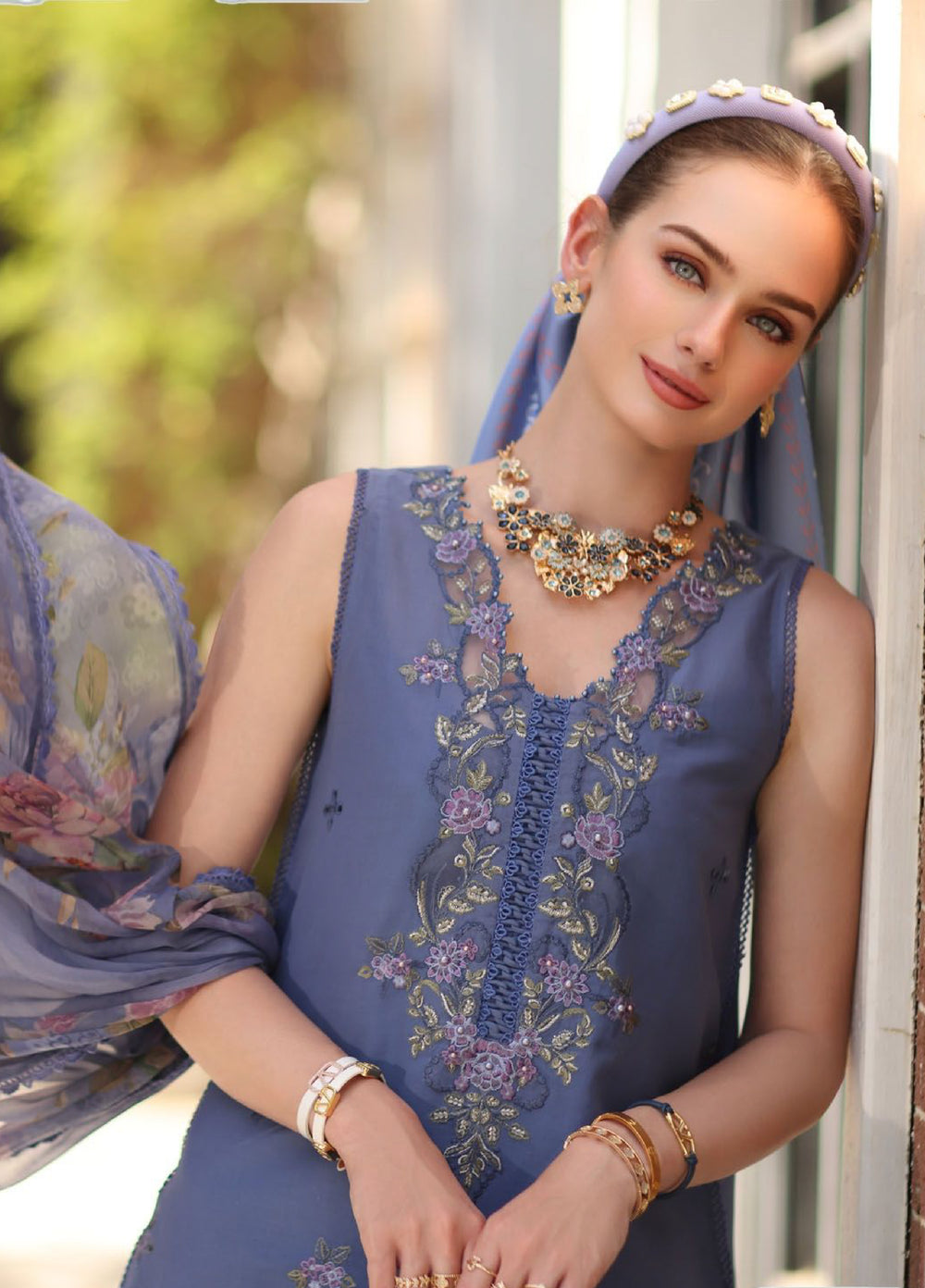 Noor by Saadia Asad Unstitched Embroidered Lawn 3 Piece Suit SA26UNE D-03B - Eid Collection