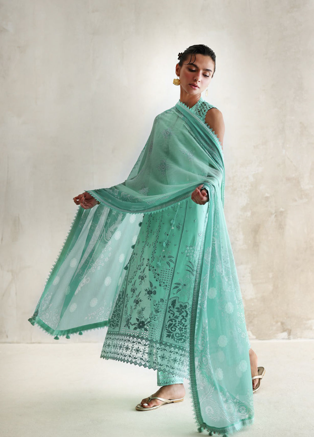 The Luxe by Gul Ahmed Unstitched Embroidered Lawn 3 Piece Suit GA26ULL Jade Mirage BM 62061 - Casual Collection