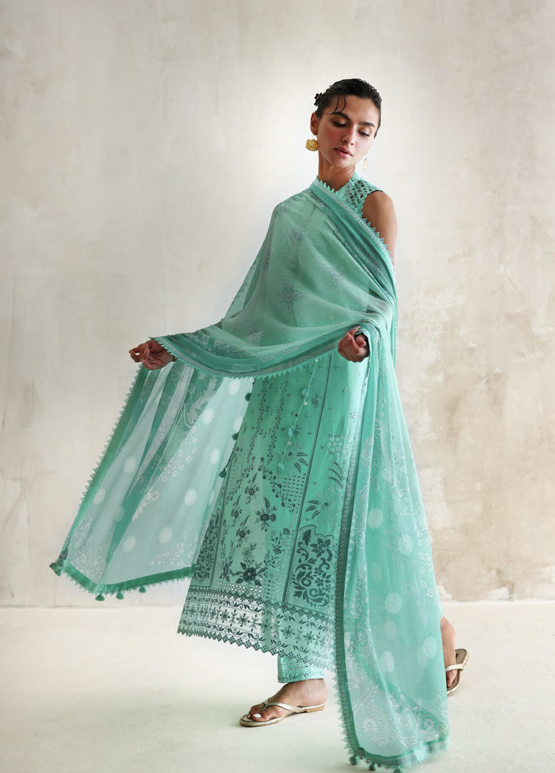 The Luxe by Gul Ahmed Unstitched Embroidered Lawn 3 Piece Suit GA26ULL Jade Mirage BM 62061 - Casual Collection