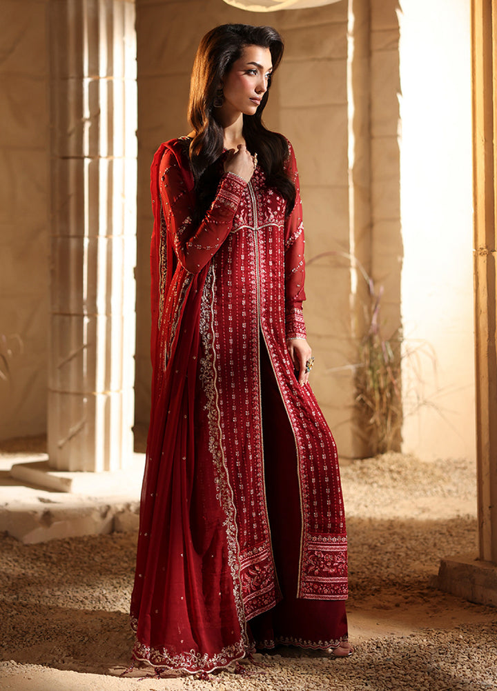 Luxe by Azure Unstitched Chiffon Embroidered Suits 3 Piece AZ25LF Rubrum - Festive Collection