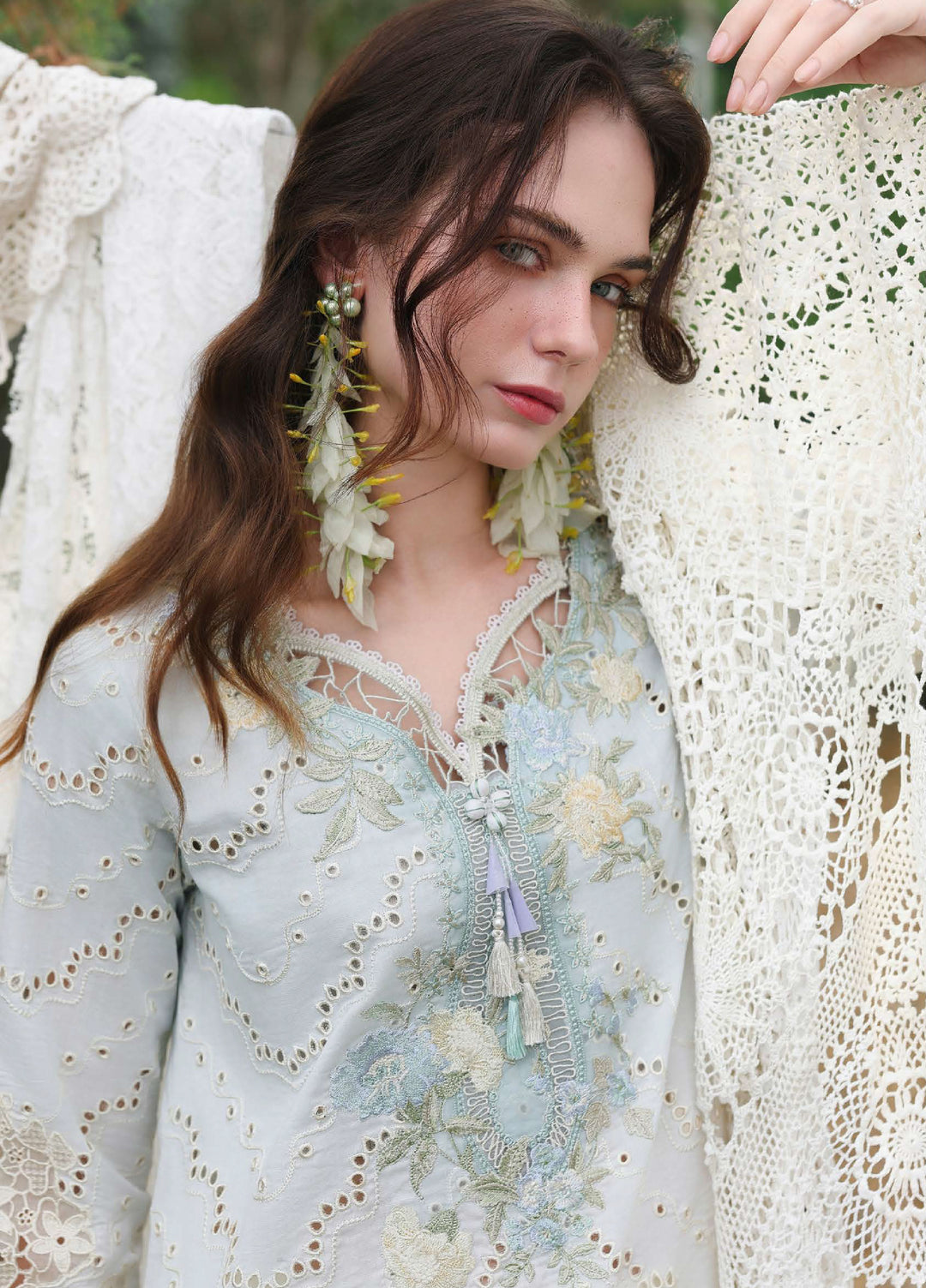 The Secret Garden by Mushq Unstitched Embroidered Lawn 3 Piece Suit MU26USG Ivory Botanica HUNSS260411 - Festive Collection