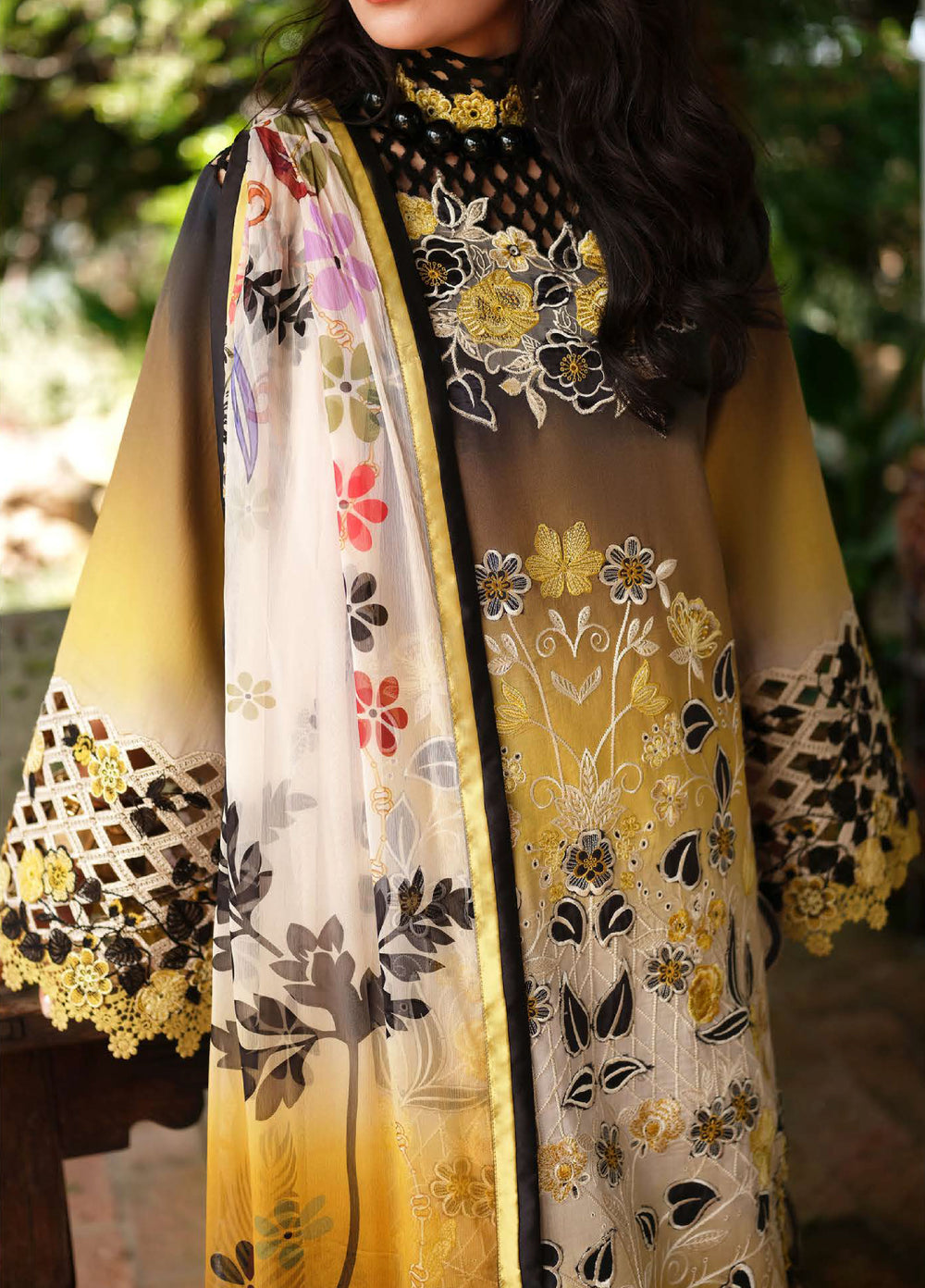 AMoi by Mushq Unstitched Embroidered Luxury Lawn 3 Piece Suit MU26AHL D-15 Timeless Charm - Summer Collection