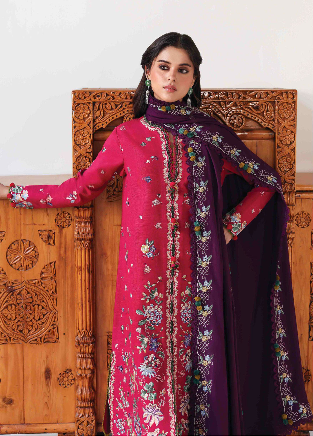 Amaris by Republic Womenswear Unstitched Luxury Shawl Khaddar Embroidered Suits 3 Piece RW25AS D-8 - Winter Collection