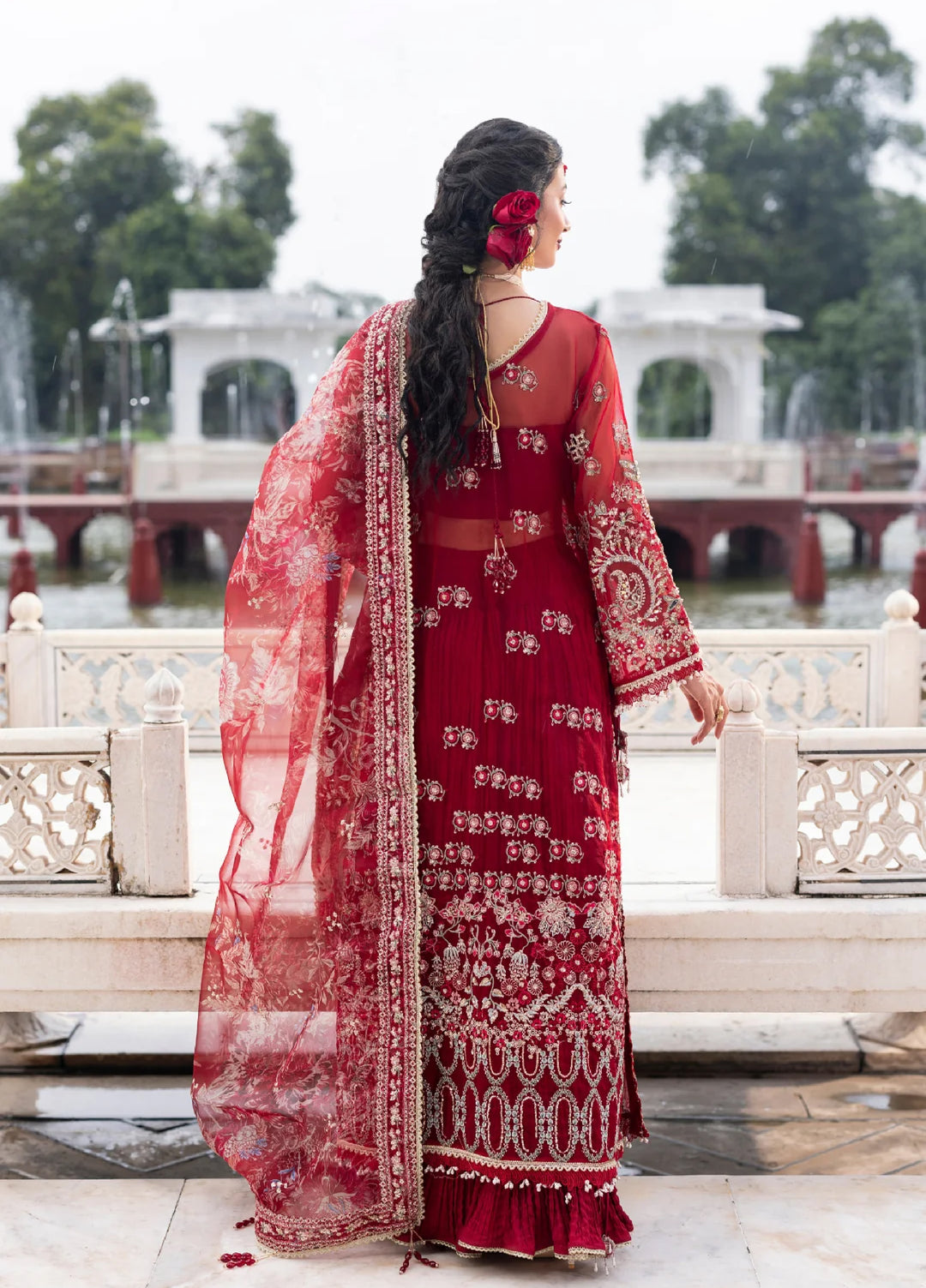 Ember by Aylin Unstitched Organza Embroidered Suits 3 Piece AYL25EF D6-Scarlet - Festive Collection