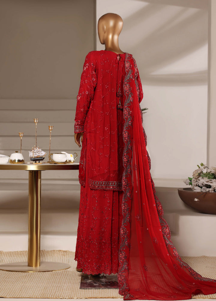 Fasane by HZ Textiles RTW Embroidered Chiffon 3 Piece Suit HZ26UCF HZK-239 Maroon - Festive Collection