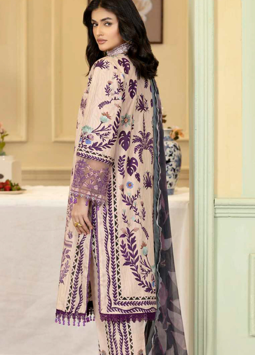 Al Zohaib Unstitched Applique Embroidered Lawn 3 Piece Suit AZ26UAL D-6 - Summer Collection