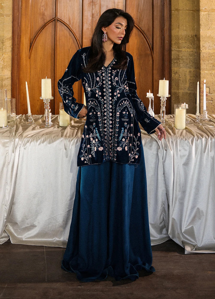 Elayra by Sahar Pret Velvet 2 Piece Embroidered Sapphire Allure - Festive Collection