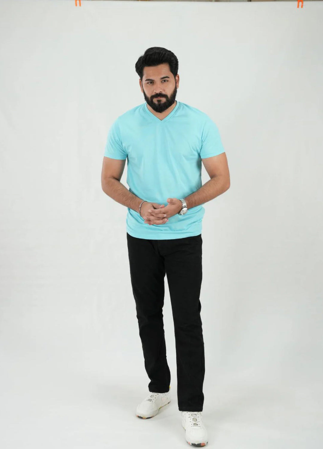Mercato RTW Solids Cotton 1 Piece Sky Blue V Neck Shirt
