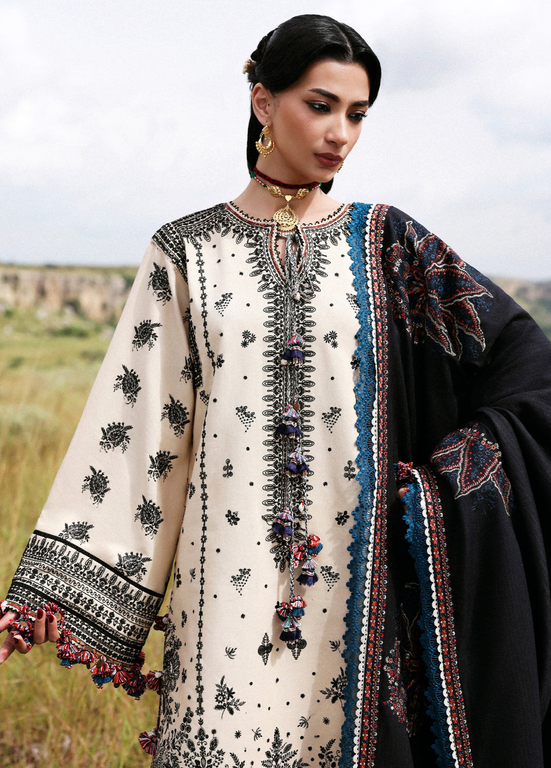 Hussain Rehar Embroidered Jacquard Suits Unstitched 3 Piece HRR25KW Dhanak - Winter Collection
