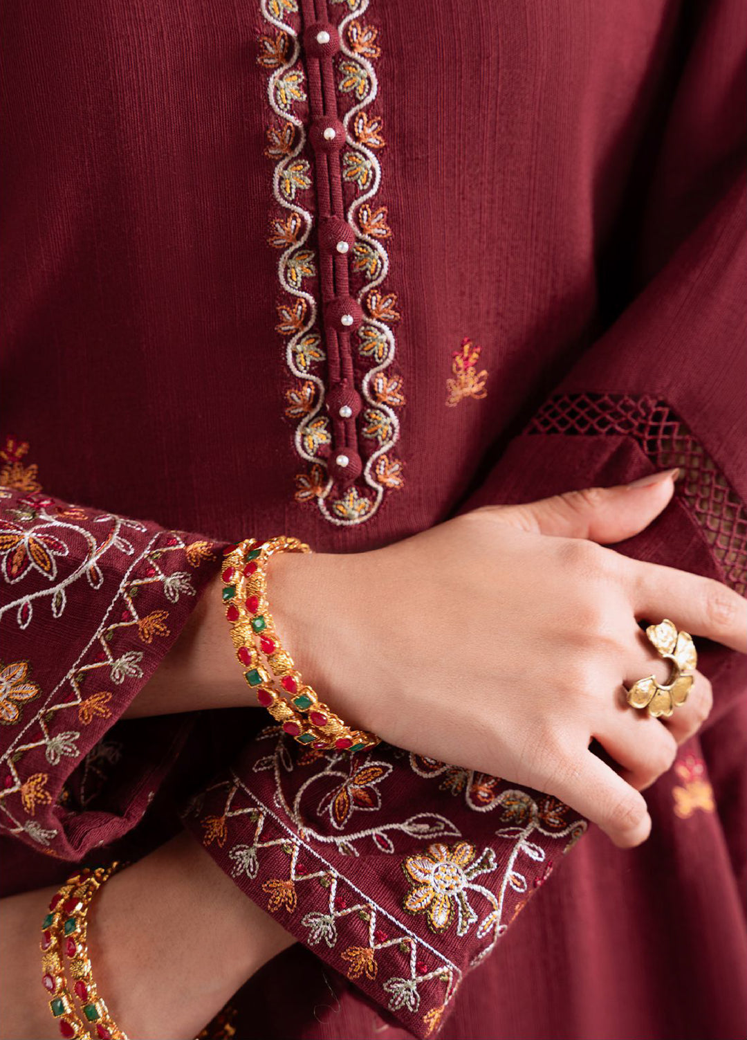 Cross Stitch Unstitched RTS Khaddar Embroidered Suits 3 Piece CS25KW D-03 Woven Elegance - Winter Collection