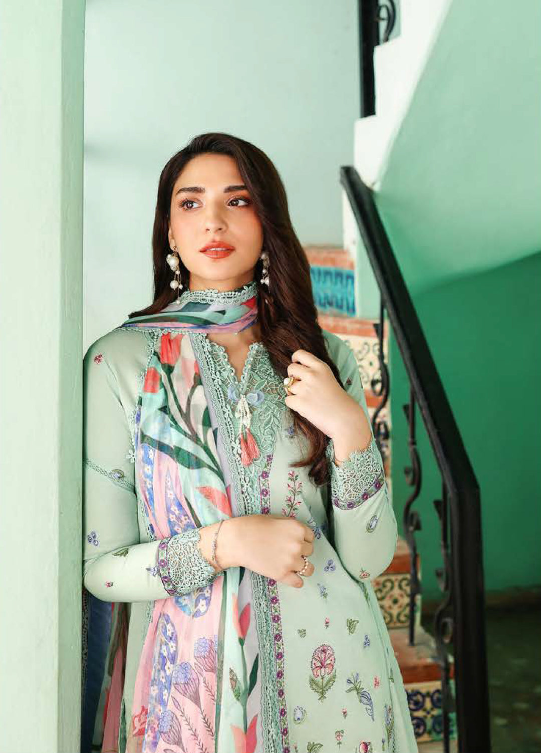 Summer Reverie by Roheenaz Unstitched Embroidered Lawn 3 Piece Suit RN26USR D-12 ROSALINE - Festive Collection