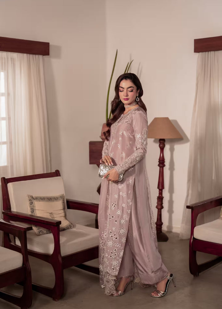 Amelia by Scherezade Women Pret Luxury Ramen Silk 3 Piece Maavi - Festive Collection