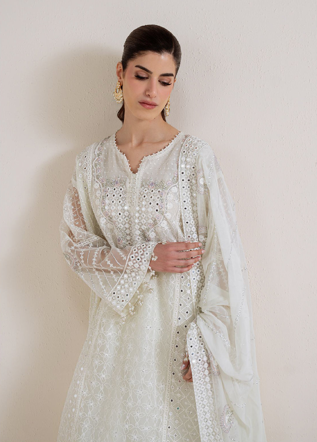 Luxe Atelier by Cross Stitch Unstitched Embroidered Organza 3 Piece Suit CS26ULA D-5 Pearl Mirage - Festive Collection