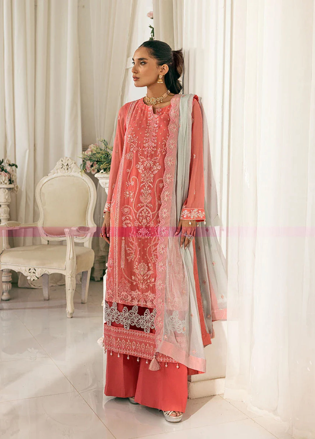 Signature by Salitex Embroidered Chiffon Suits Unstitched 3 Piece SUNS7CH028UT - Summer Collection