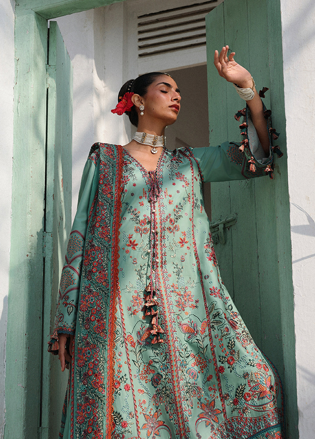 Kalabagh by Hussain Rehar Unstitched Embroidered Luxury Lawn 3 Piece Suit HR26UKL D7 Verdant - Festive Collection