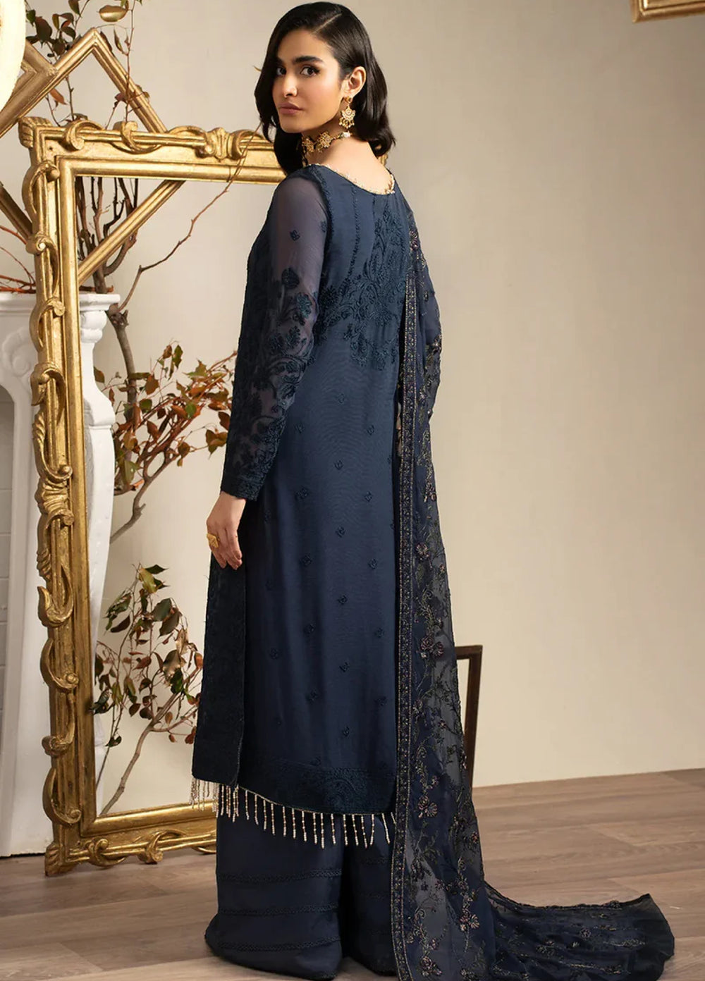 Zarif Women Unstitched Embroidered Chiffon 3 Piece Suit ZR26UFC ZRN 08 JESSY - Festive Collection