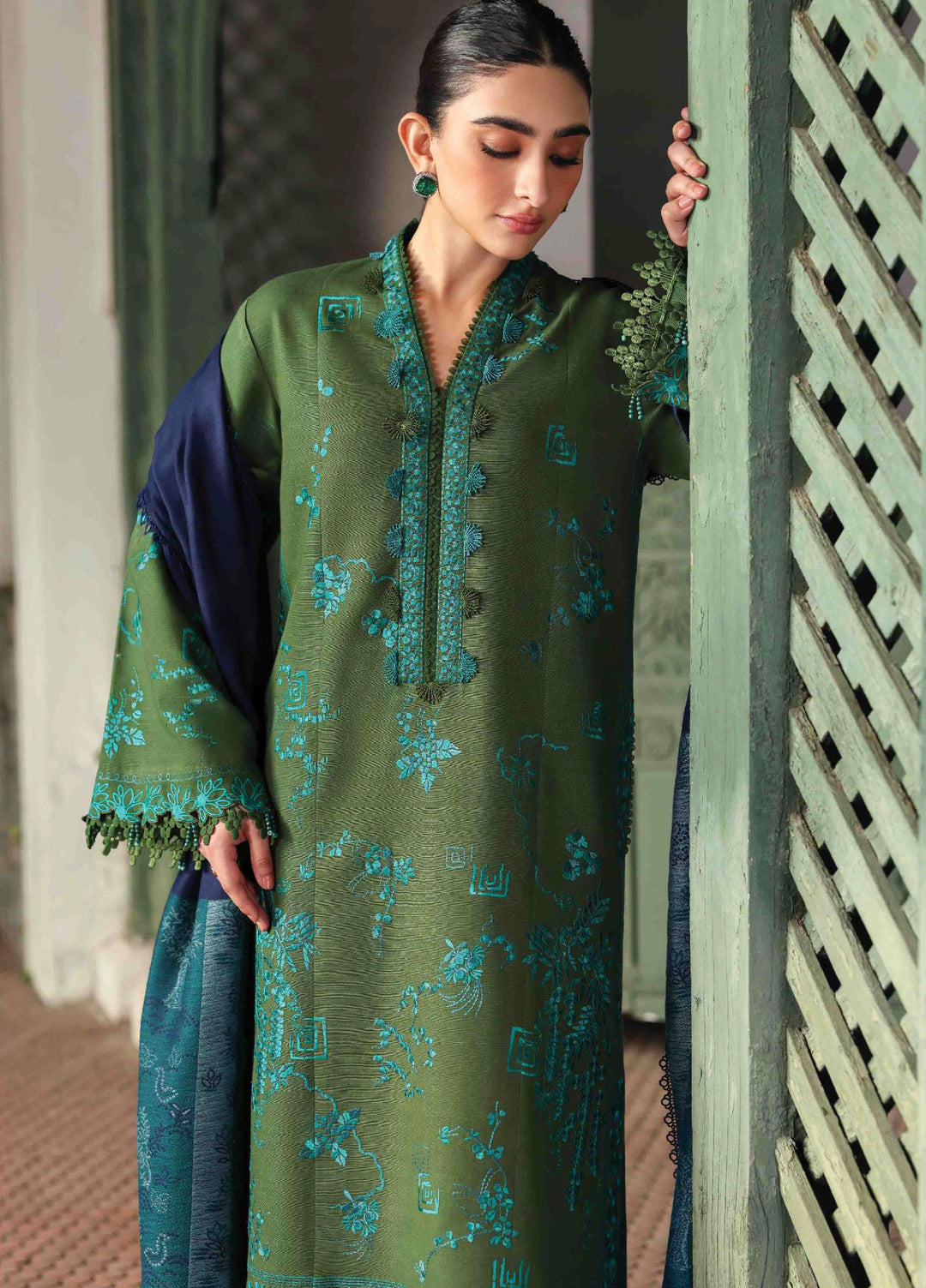 Amaris by Republic Womenswear Unstitched Luxury Shawl Khaddar Embroidered Suits 3 Piece RW25AS D-6 - Winter Collection