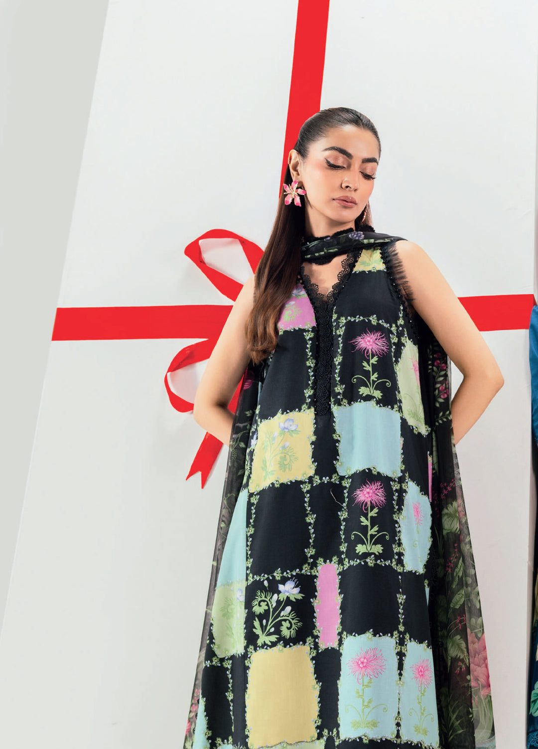 M Basics by Maria B Unstitched Embroidered Lawn 3 Piece Suit MB26UMB MB-CUSV13-10B - Summer Collection