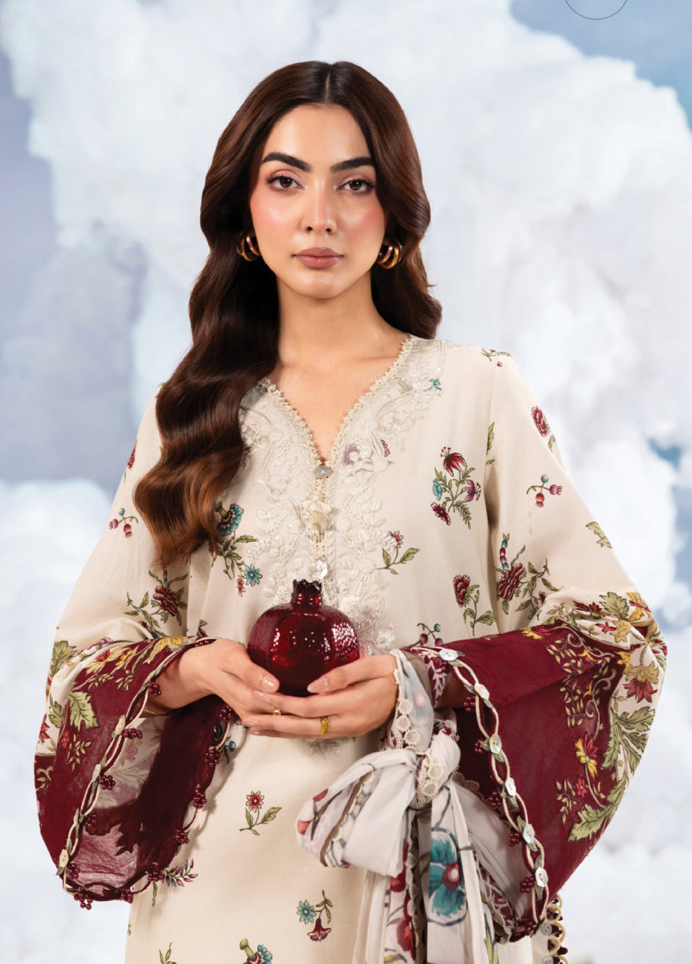 M Basics by Maria B Unstitched Embroidered Lawn 3 Piece Suit MB26SSEL MB-CUSV14-01A - Eid Collection