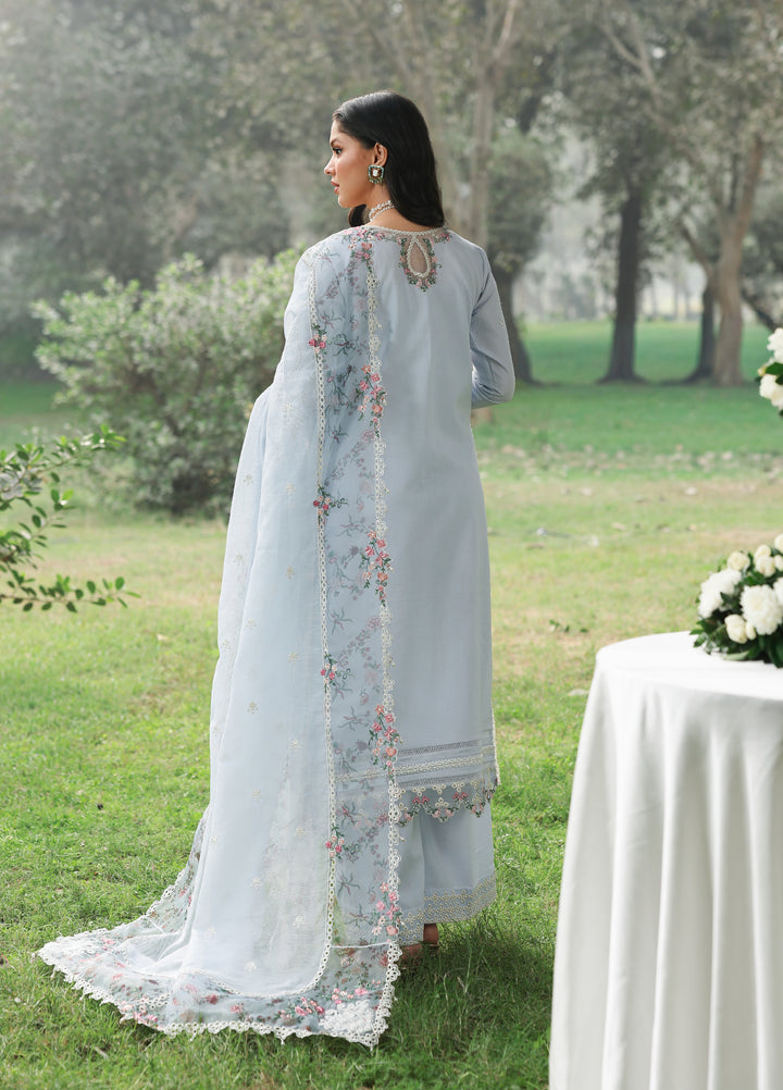 Tales of Petals by Sardinia Unstitched Embroidered Luxury Lawn 3 Pcs Suit SRD26UTP D-7 Morning Sky - Festive