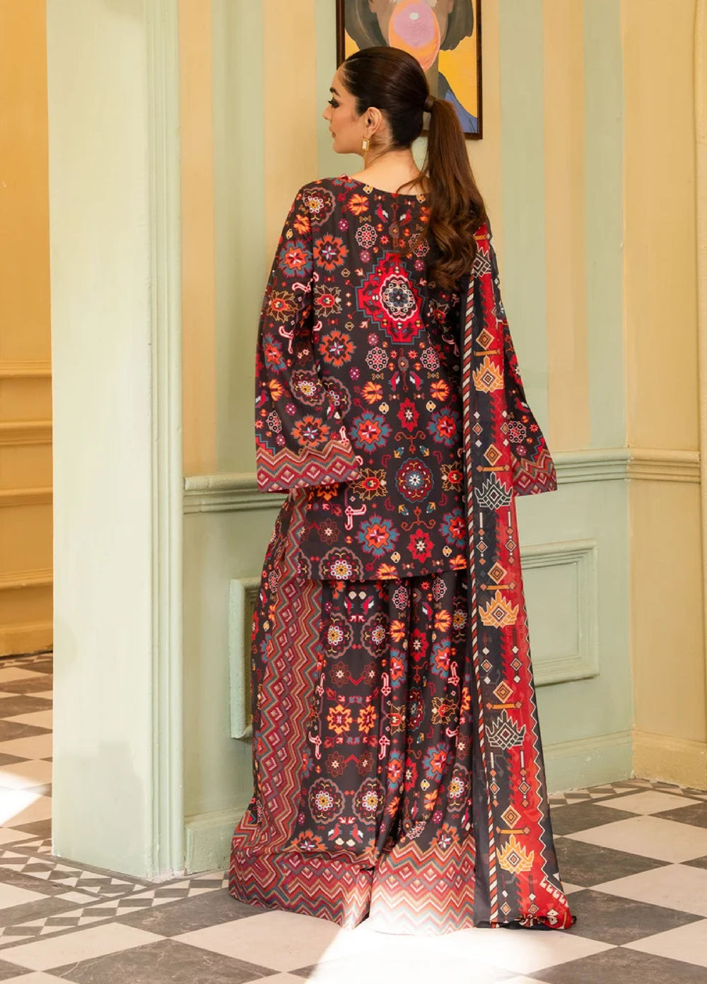 Retro by Maria Osama Khan RTW Printed Grip 3 Piece Suit MOK26PR Eliora - Casual Collection