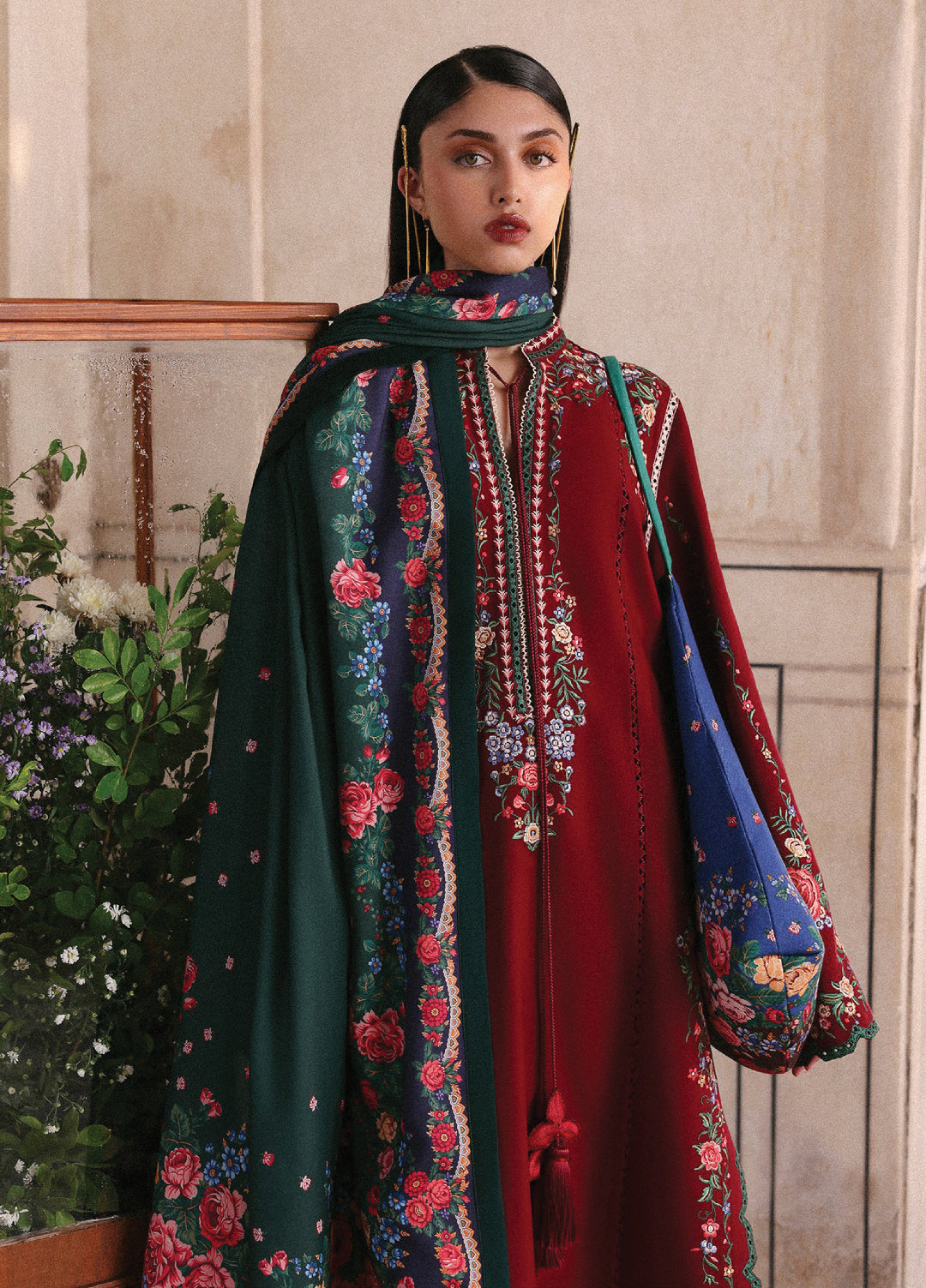 Jugnu by Hussain Rehar Unstitched Khaddar Embroidered Suits 3 Piece HRR25JK Gulshan - Winter Collection