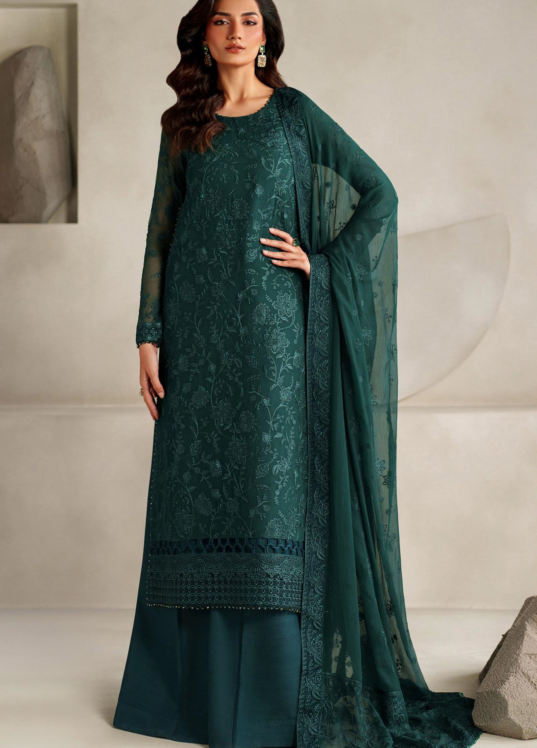 Muse Thread by Zarif Unstitched Chiffon Embroidered Suits 3 Piece ZRF25MT 06 SAYAH - Festive Collection