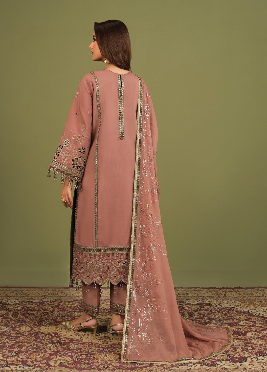 Alizeh Luxe Unstitched Raw Silk Embroidered 3 Piece Suit AFB26UL D-04 vesper - Winter Collection