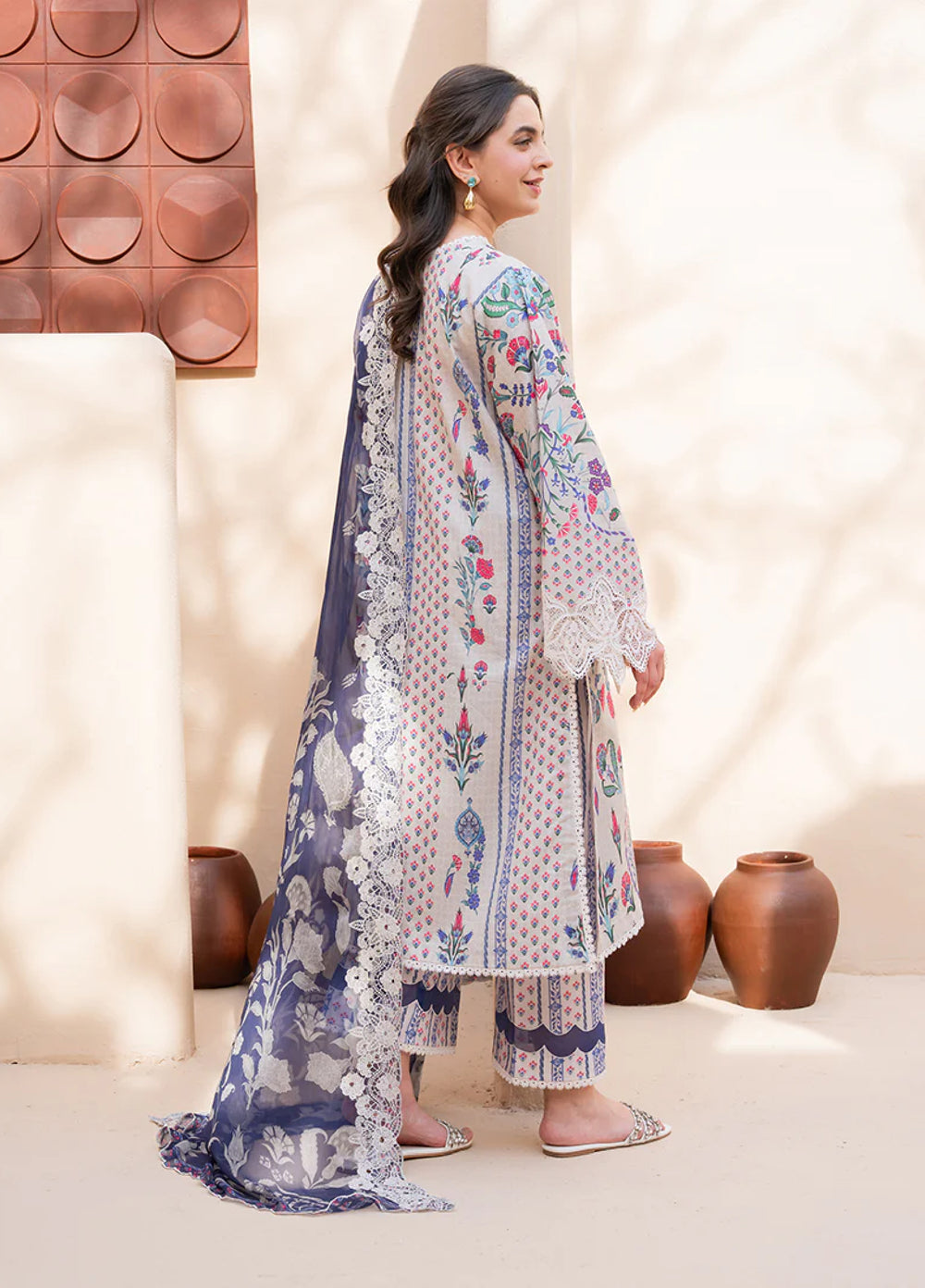 Summer in Bloom By Roheenaz Unstitched Printed Lawn 3 Piece Suit RN26USBL 31B Rosette - Festive Collection
