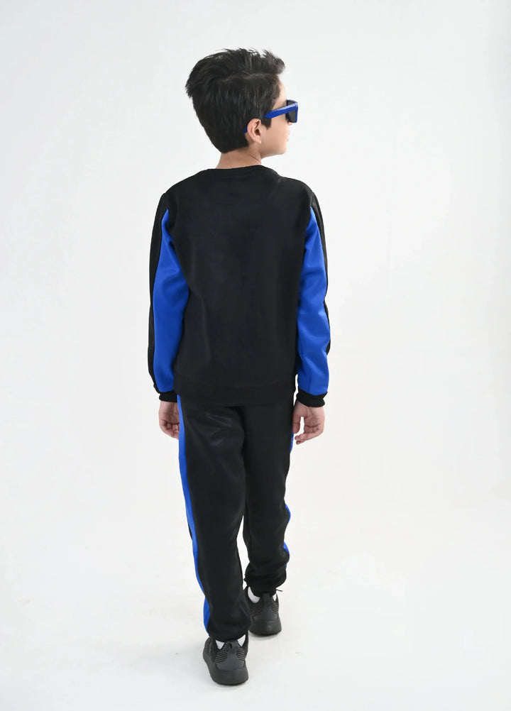IQ Exclusive Kids Track Suit Fleece 2 PieceBlackout Blue Tracksuit-Unisex Kids - Winter Collection