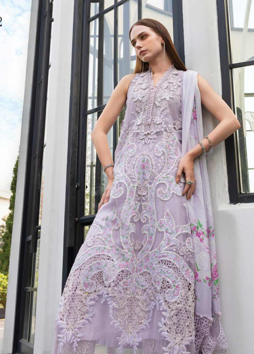 Maria B Unstitched Embroidered Lawn 3 Piece Suit MB26ULE D12 - Eid Collection