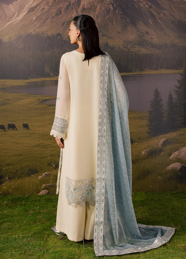 Divani by Daria Unstitched Embroidered Chiffon 4 Piece Suit DN26UD DA-122 5-WHITE - Festive Collection