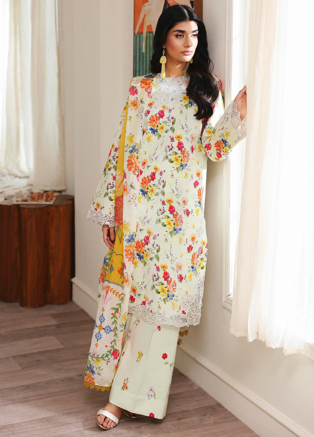 Nissa Floral Symphony by Rajbari Unstitched Lawn Embroidered 3 Piece Suit RB26UNF D-06 - Summer Collection