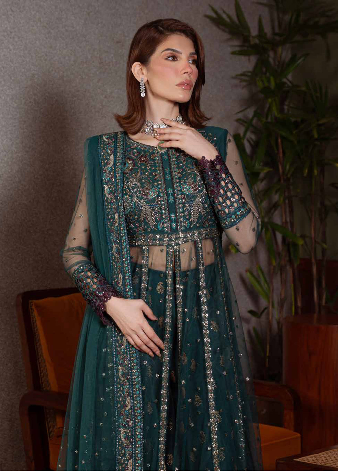 Elaya Luxury by Nureh Unstitched Net Embroidered 3 Piece Suit NU26EL NEL-84 - Festive  Collection
