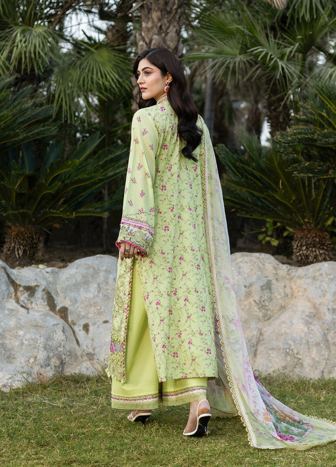 Elaf Premium Chikankari Unstitched Printed Lawn 3 Piece Suit EL26UPC ERC 2A HINA - Summer Collection