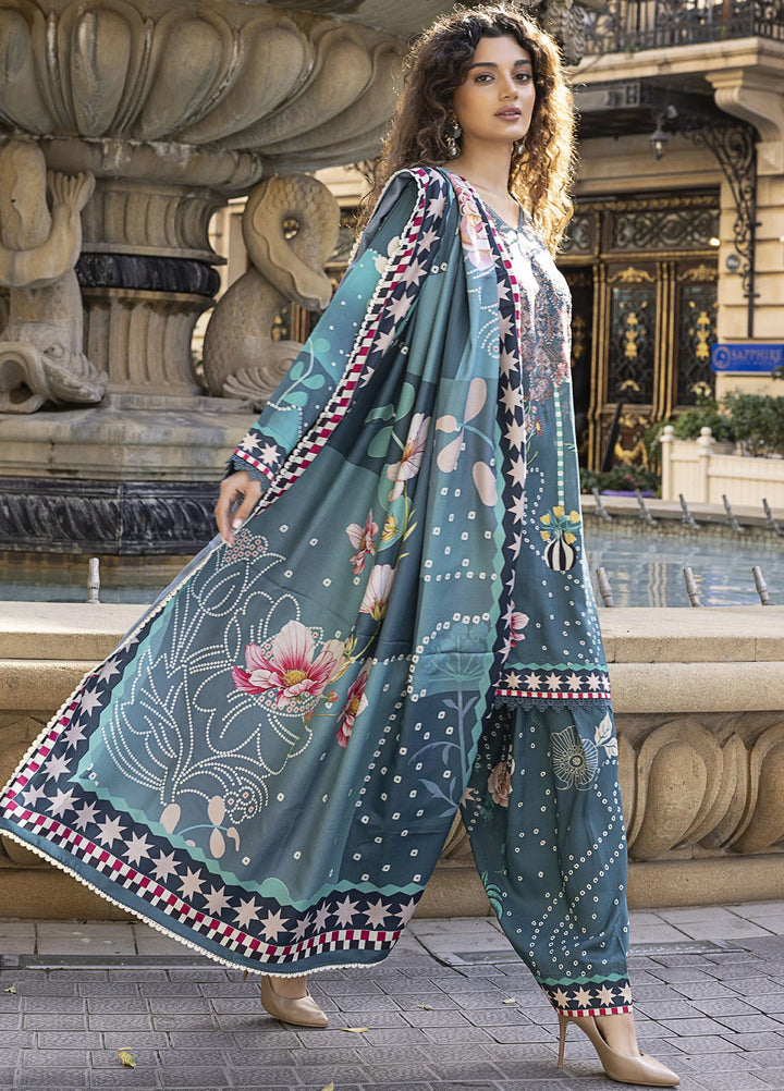 Meerak Women Pret Premium Embroidered Linen 3 Piece Florin - Winter Collection