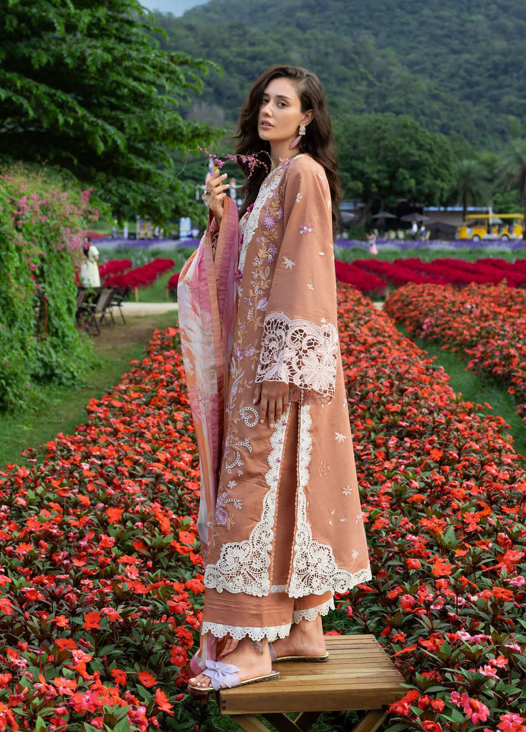 The Secret Garden by Mushq Hemline Unstitched Lawn 3 Piece Suit MU26USG D-11A Rosette Reverie - Summer Collection
