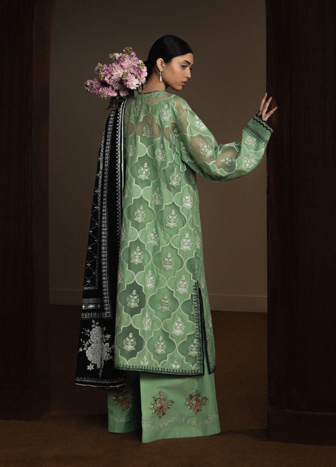 Satori by Zara Shahjahan Unstitched Embroidered Lawn 3 Piece Suit ZS26USL D-6 MIDORIYA - Summer Collection