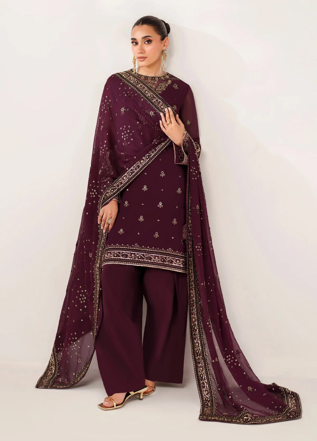 Xenia Formal Luxury Unstitched Embroidered Chiffon Suits 3 Piece XE25FL XF-982 Nuri - Formals Collection