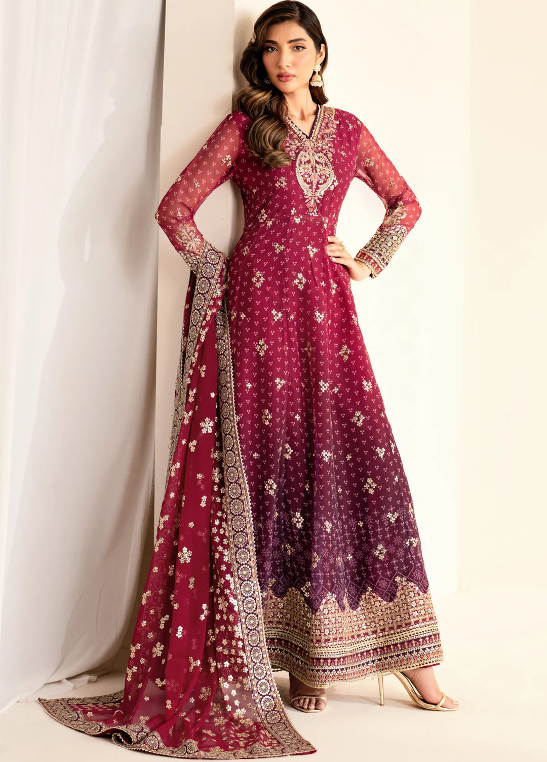 Xenia Formal Luxury Unstitched Embroidered Chiffon Suits 3 Piece XE25FL XF-993 Nyami - Formals Collection