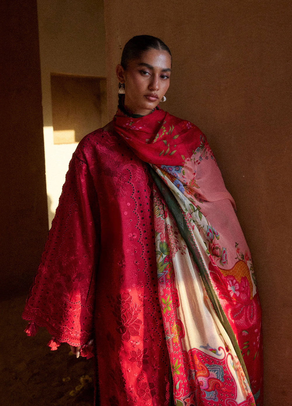 Zan by Hussain Rehar Unstitched Embroidered Lawn 3 Piece Suit HR26UZF Qermez D-104 - Festive Collection