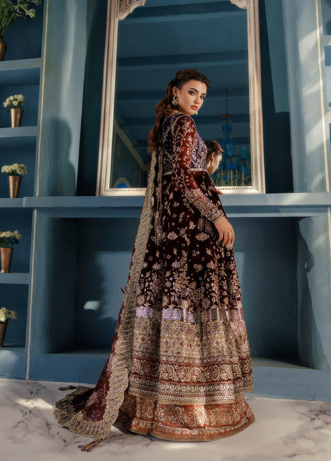 AIK Udaipur Velvet Unstitched Luxury Embroidered 3 Piece AIK25 D-03 - Formals Collection