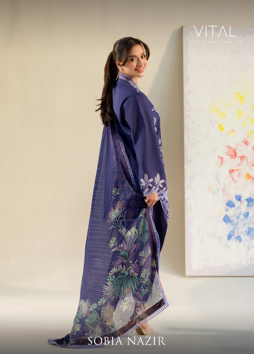 Vital by Sobia Nazir Unstitched Embroidered Lawn 3 Piece Suit SN26UVL 8B - Summer Collection
