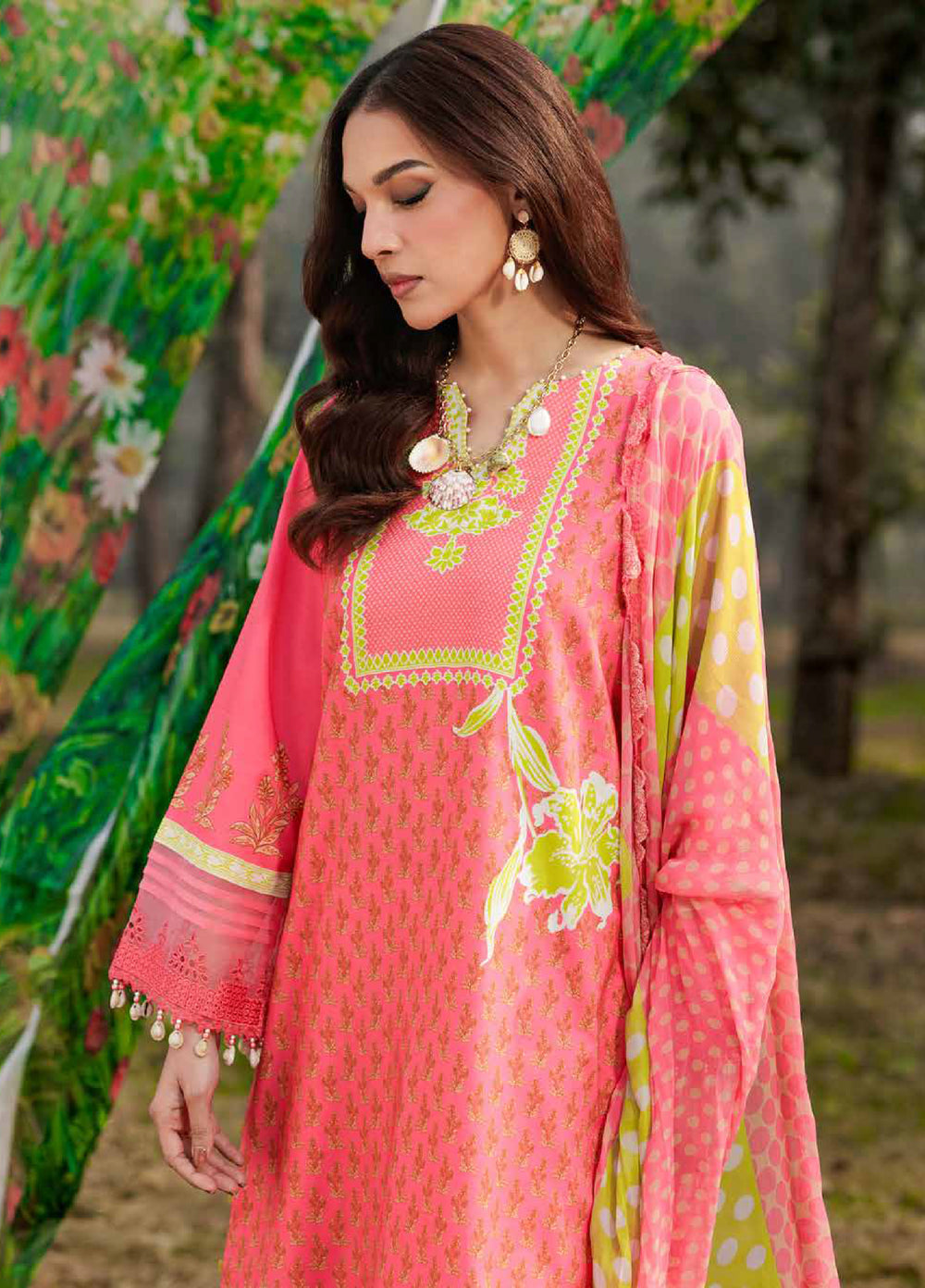 Combination by Charizma Unstitched Embroidered Lawn 3 Piece Suit CHR26UCL CC6-18 - Summer Collection